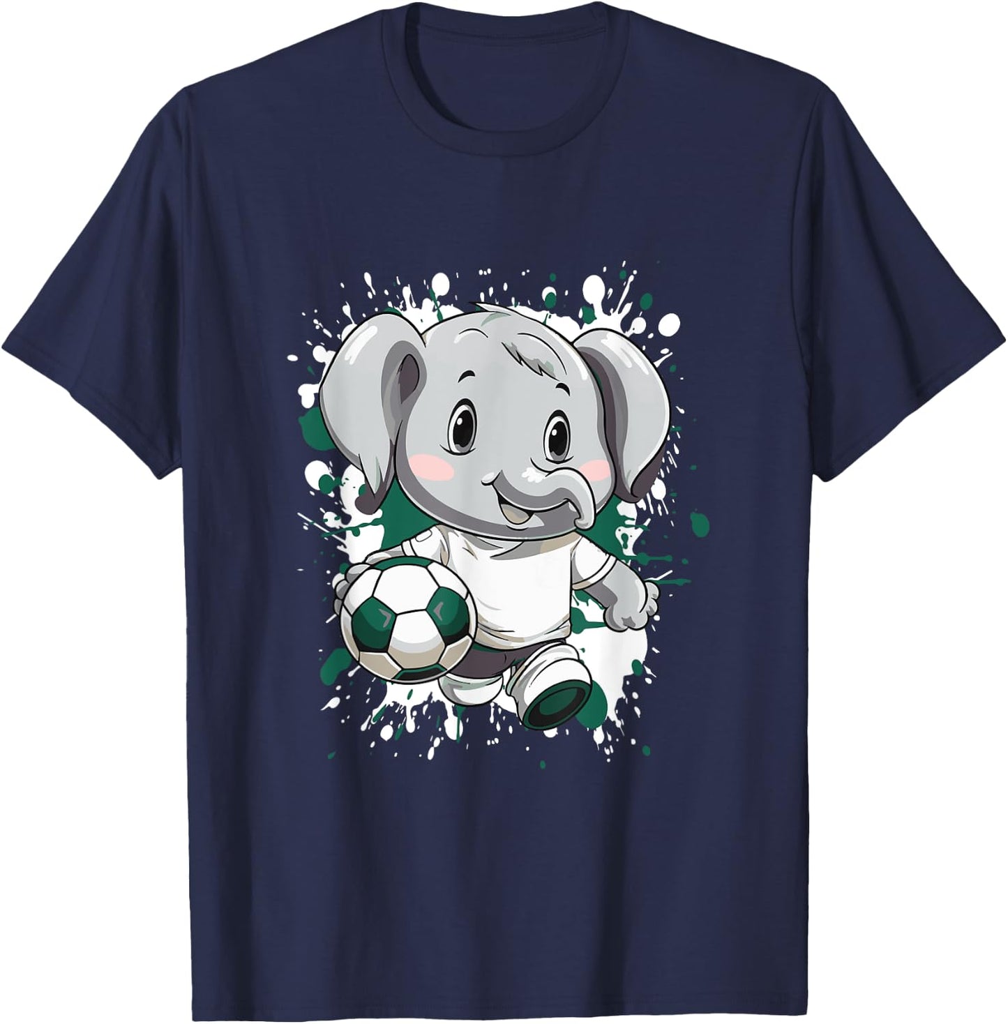 Elephant Playing Soccer | Comic Soccer Team T-Shirt - T-Shirt | Navy