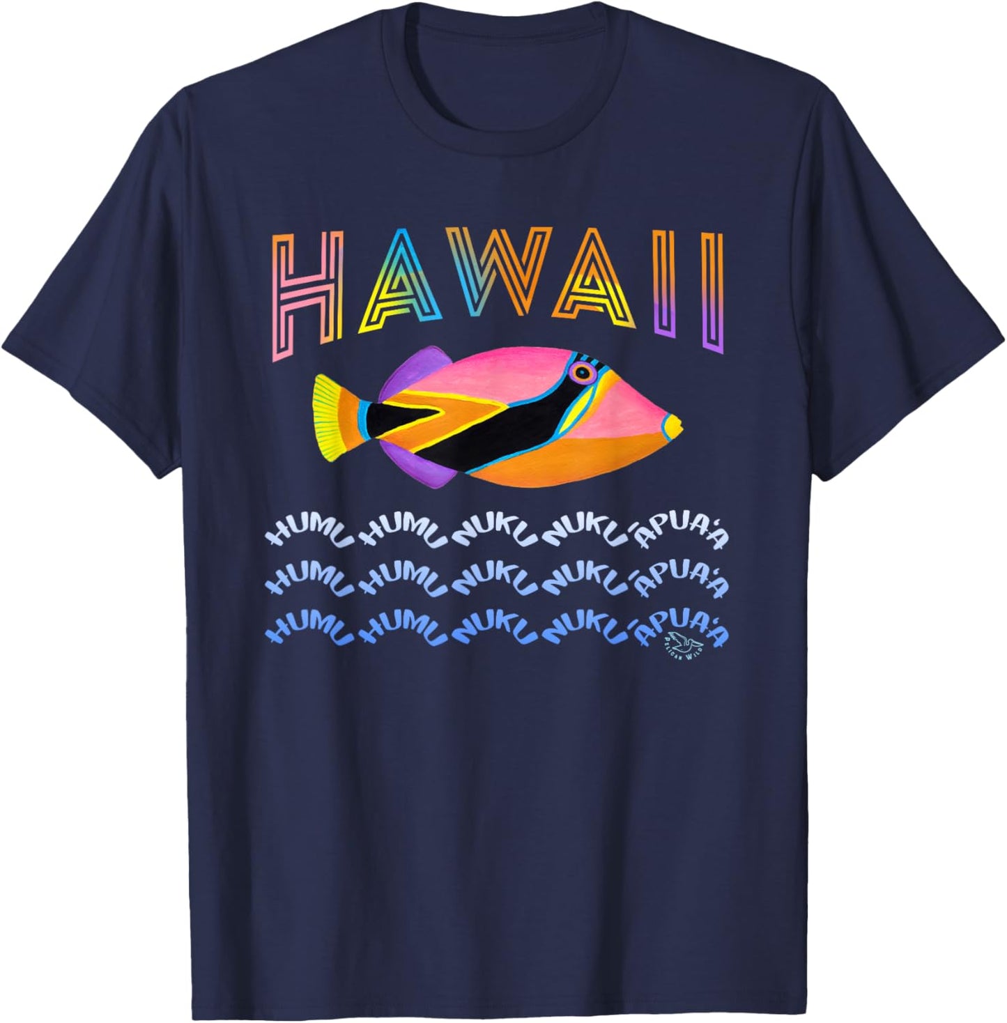 Hawaii State Fish Humuhumu Tropical Hawaiian T-Shirt - T-Shirt | Navy