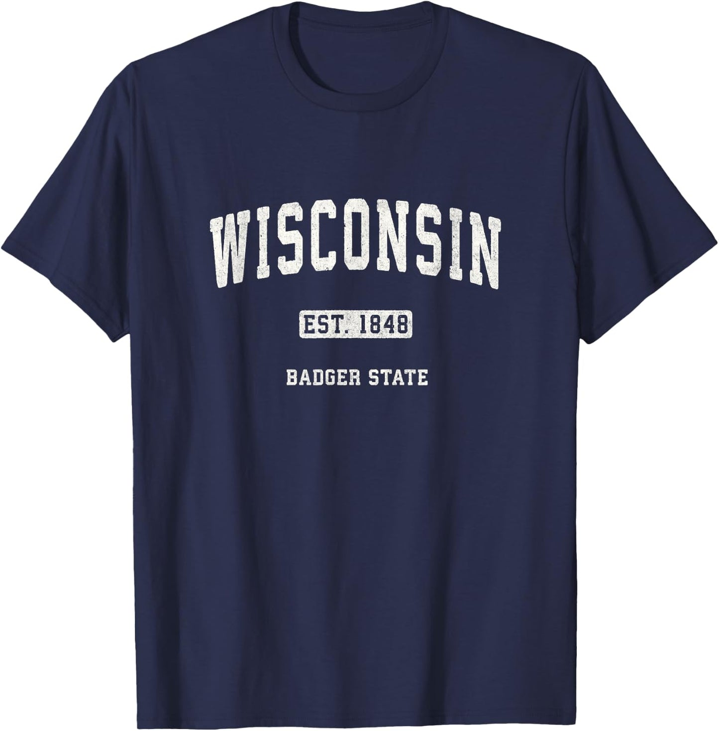 Wisconsin WI Vintage Sports Design Retro Varsity T-Shirt - T-Shirt | Navy