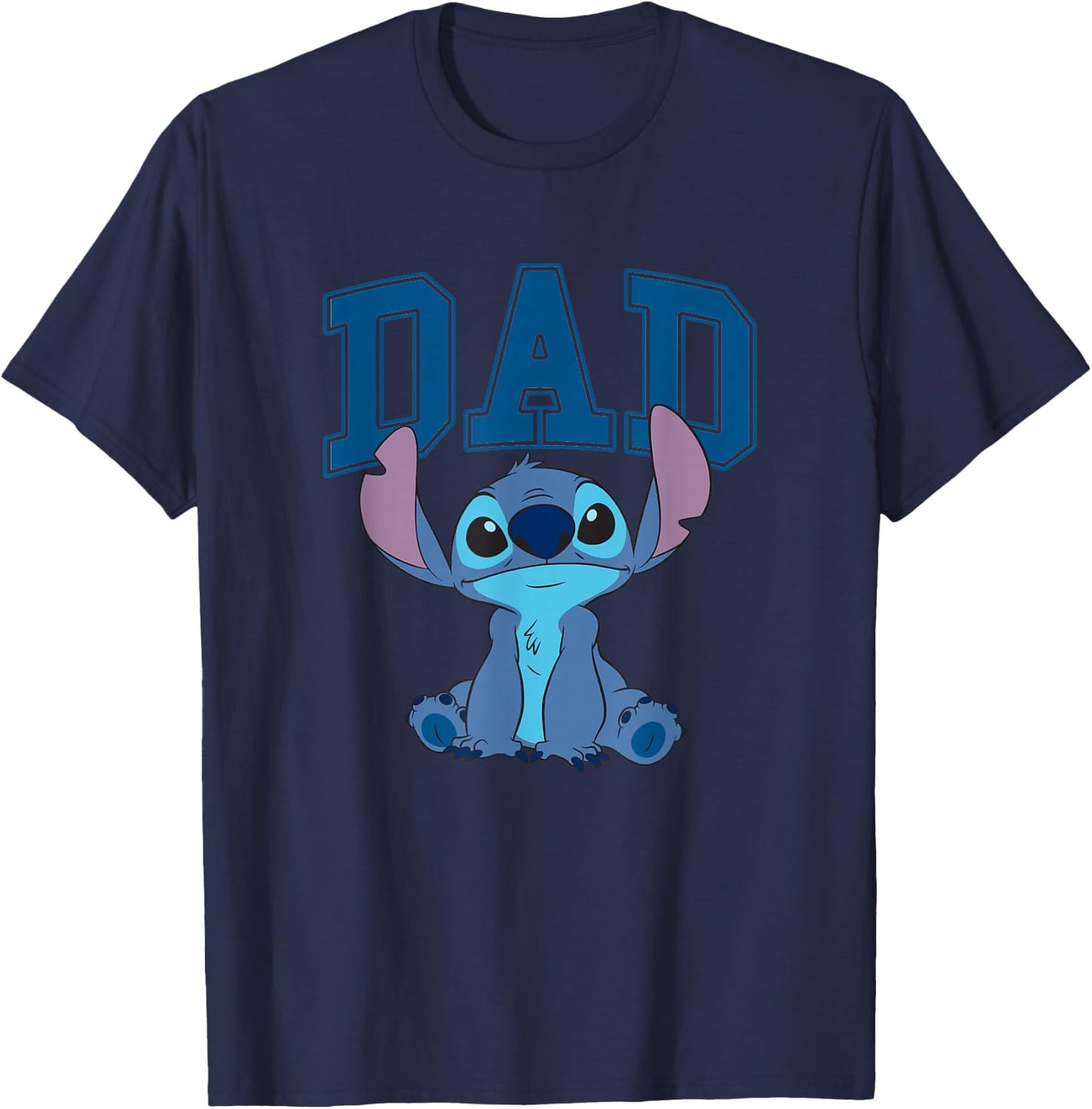 Disney Lilo & Stitch Vintage Dad Cool Stitch Collegiate Logo T-Shirt - T-Shirt | Navy