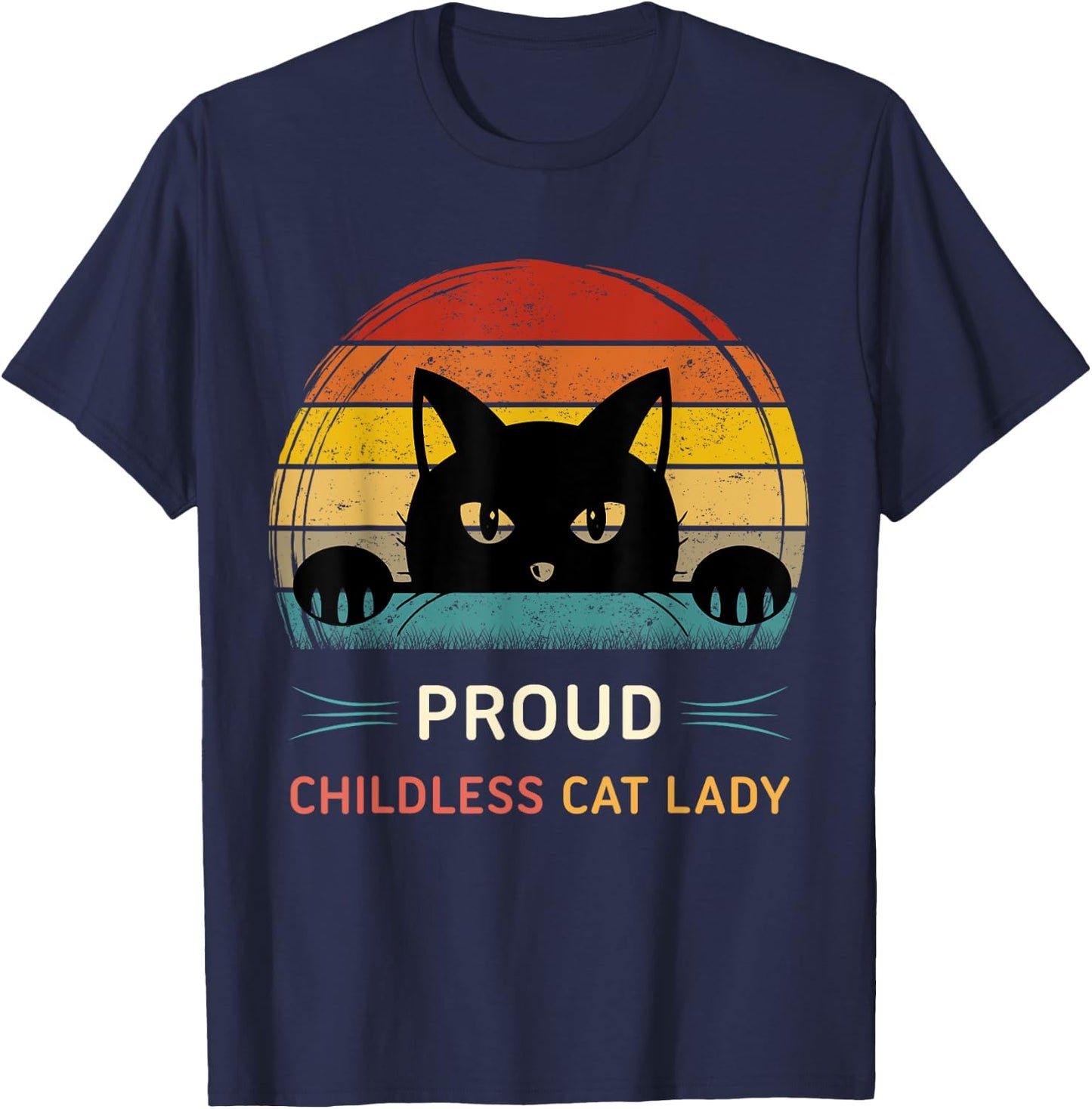 This Proud Childless Cat Lady Is Voting for Kamala T-Shirt - T-Shirt | Navy