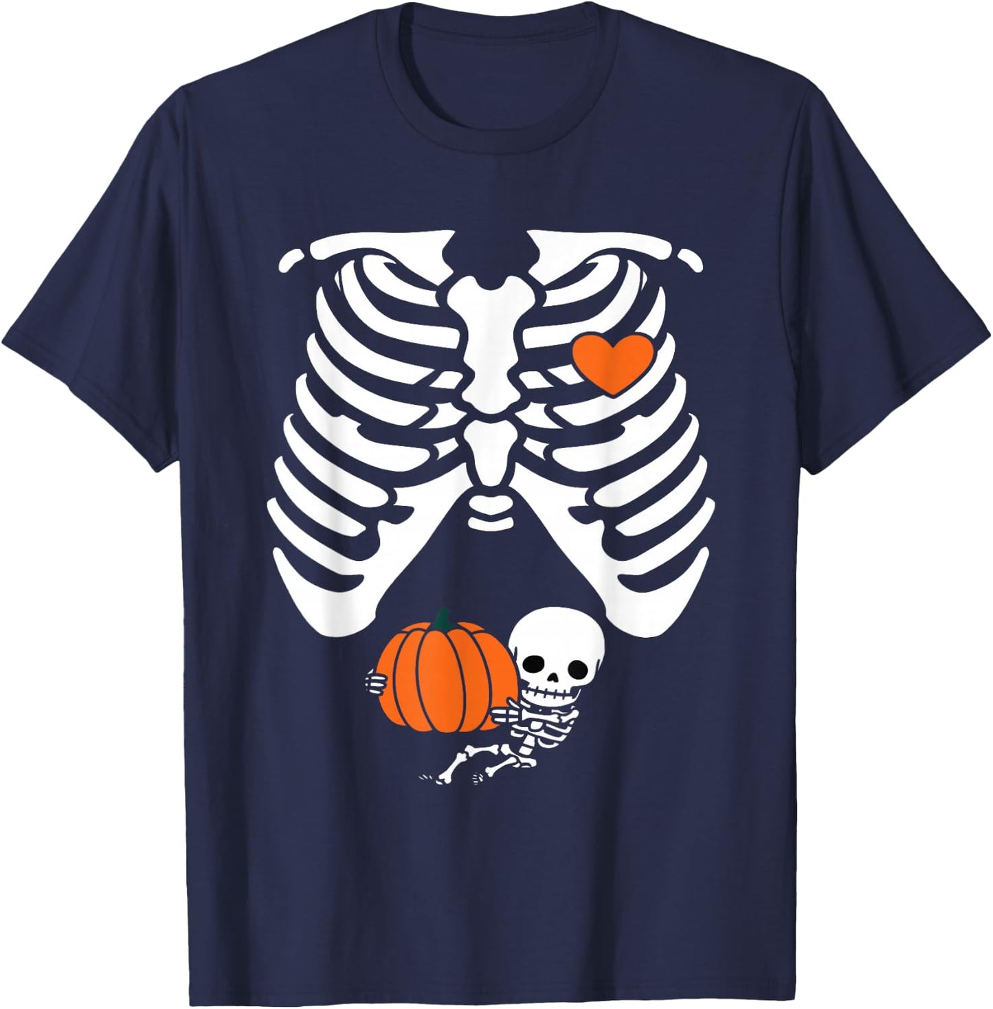 Women Skeleton , Pregnancy Mom Halloween T-Shirt - T-Shirt | Navy