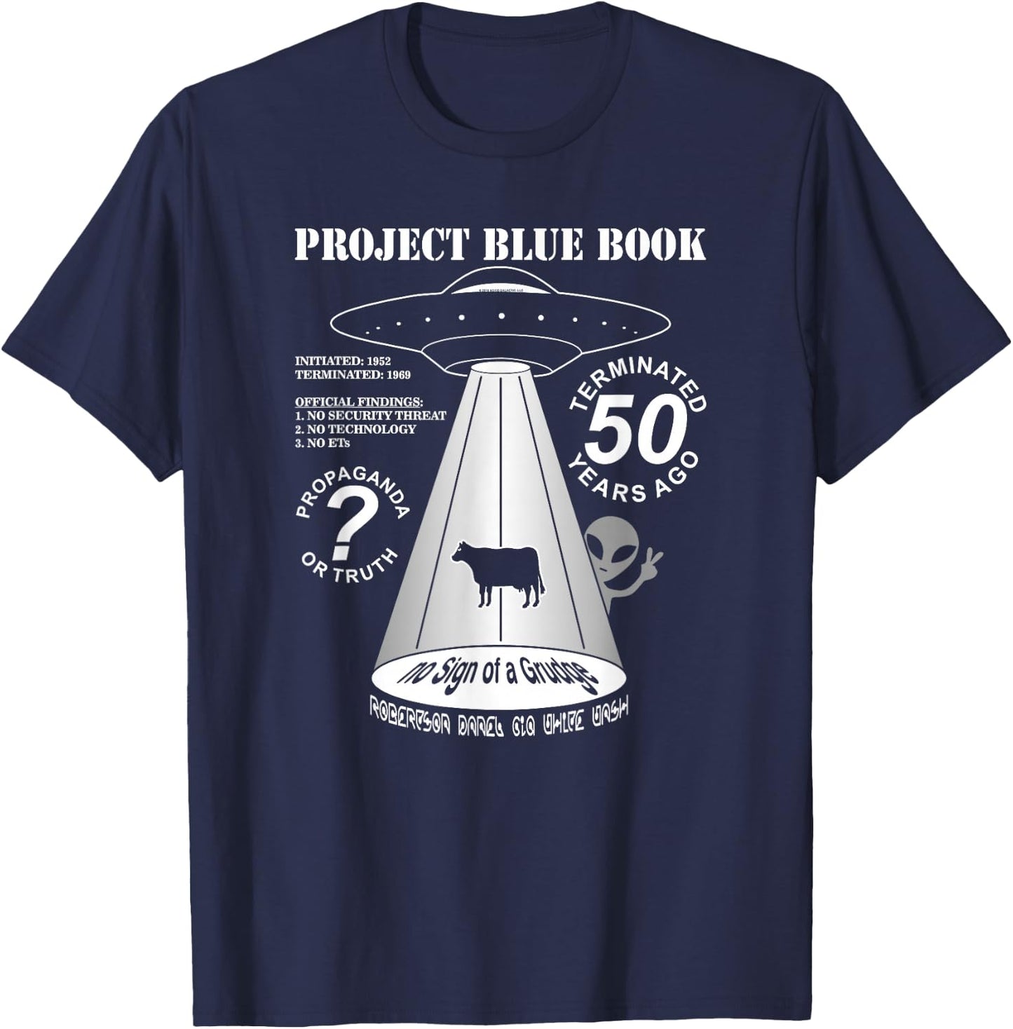 Project Blue Book UFO Investigation 50th Anniversary T-Shirt - T-Shirt | Navy
