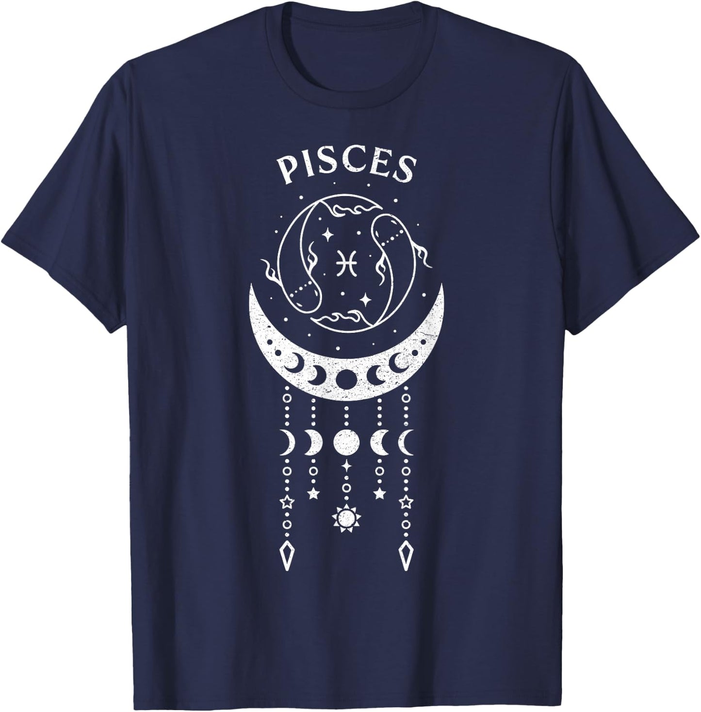 Pisces Moon Phases – Zodiac Astrology T-Shirt - T-Shirt | Navy
