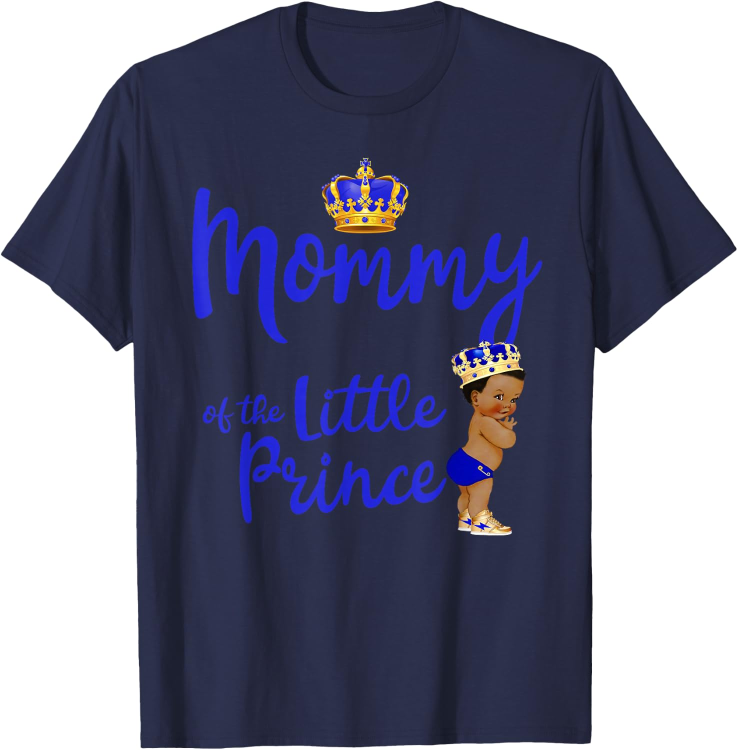 Mommy Of The Birthday Prince Boy Bday Party Idea T-Shirt - T-Shirt | Navy