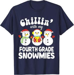 Teacher Christmas Fourth Grade Teacher Xmas Shirt - Black, Small, -Kids T-Shirt - T-Shirt | Navy
