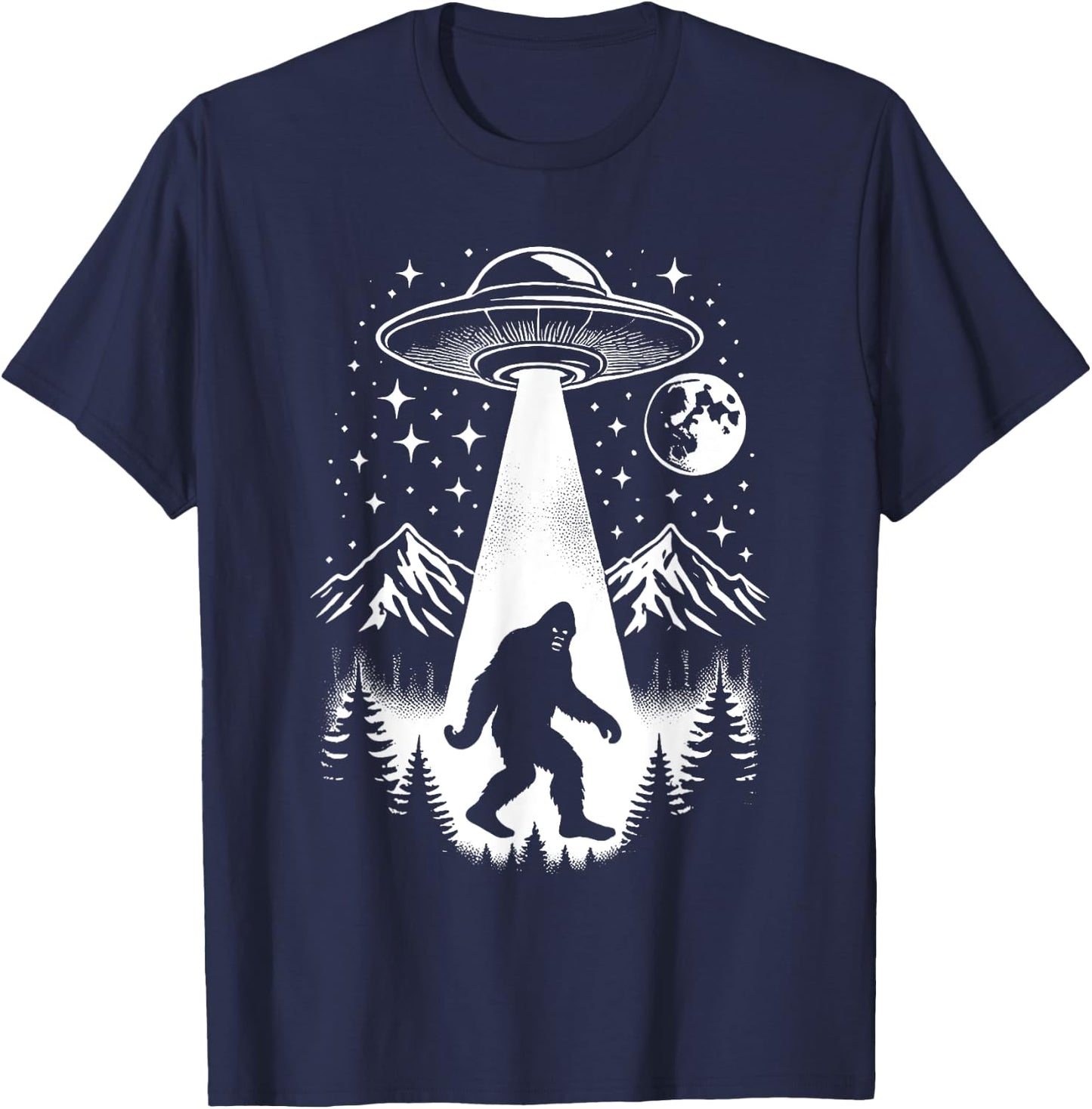 Funny Bigfoot UFO Abduction Sasquatch Alien Extraterrestrial T-Shirt - T-Shirt | Navy