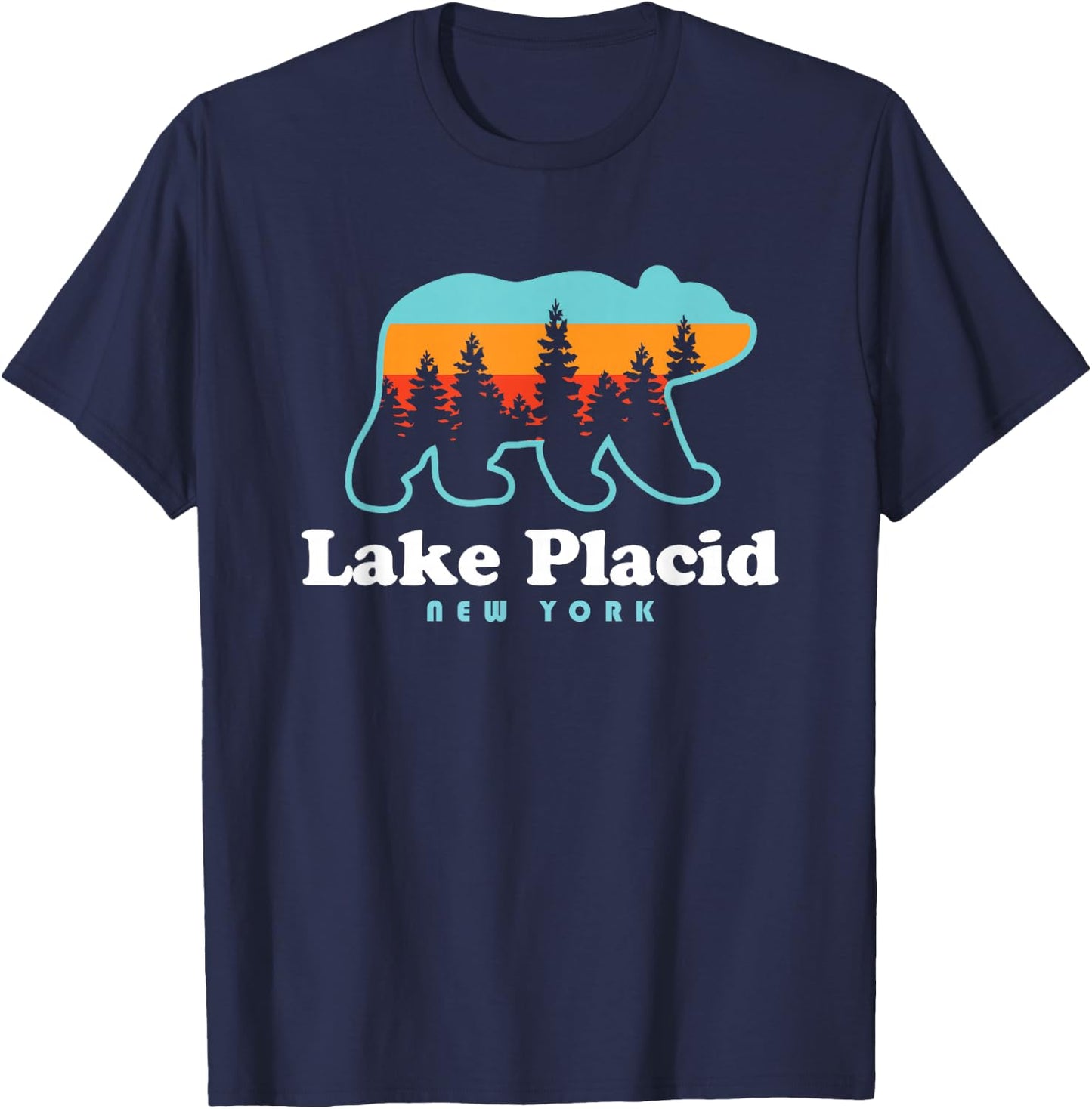 Lake Placid NY Adirondacks Bear Adirondack Hiking T-Shirt - T-Shirt | Navy