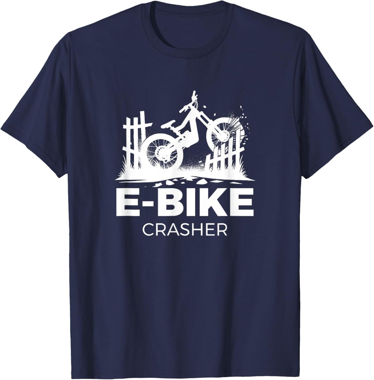 Funny E-Bike Crasher Ebike T-Shirt - T-Shirt | Navy
