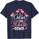 Calm The Flock Down - Flamingo Lover Zoo Animal T-Shirt - T-Shirt | Navy