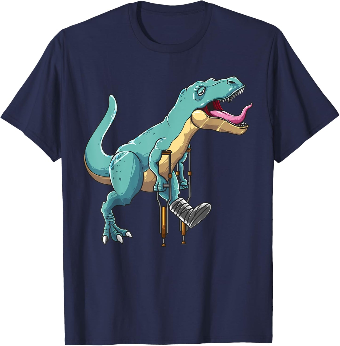 Dinosaur Broken Leg Design For Kids Boys Men Foot Broken Leg T-Shirt - T-Shirt | Navy