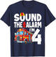 Fire Truck 4th Birthday Boy Firefighter 4 Year Old T-Shirt - T-Shirt | Navy