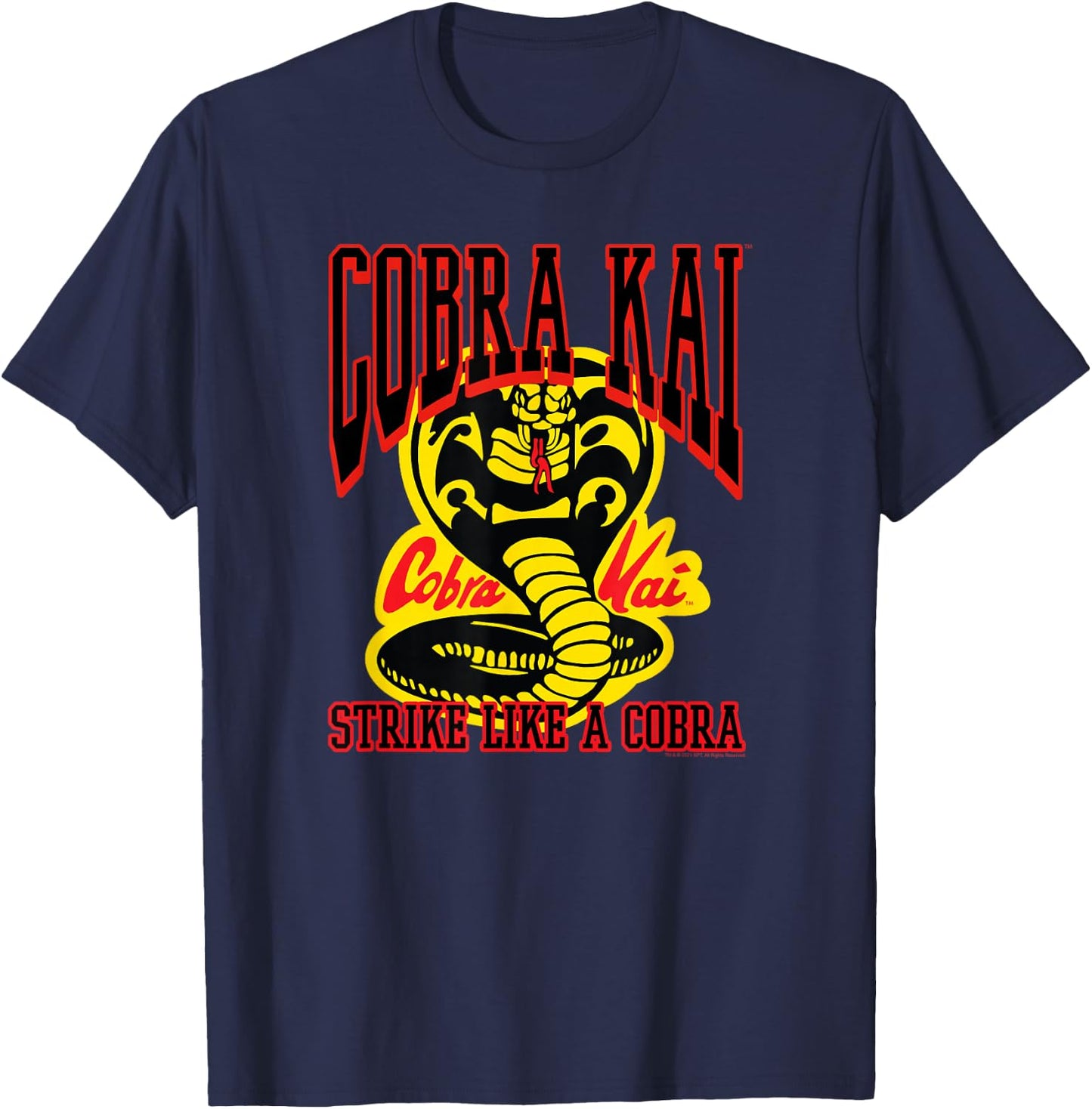 Cobra Kai Athletic Strike Like a Cobra Logo TV Show T-Shirt - T-Shirt | Navy