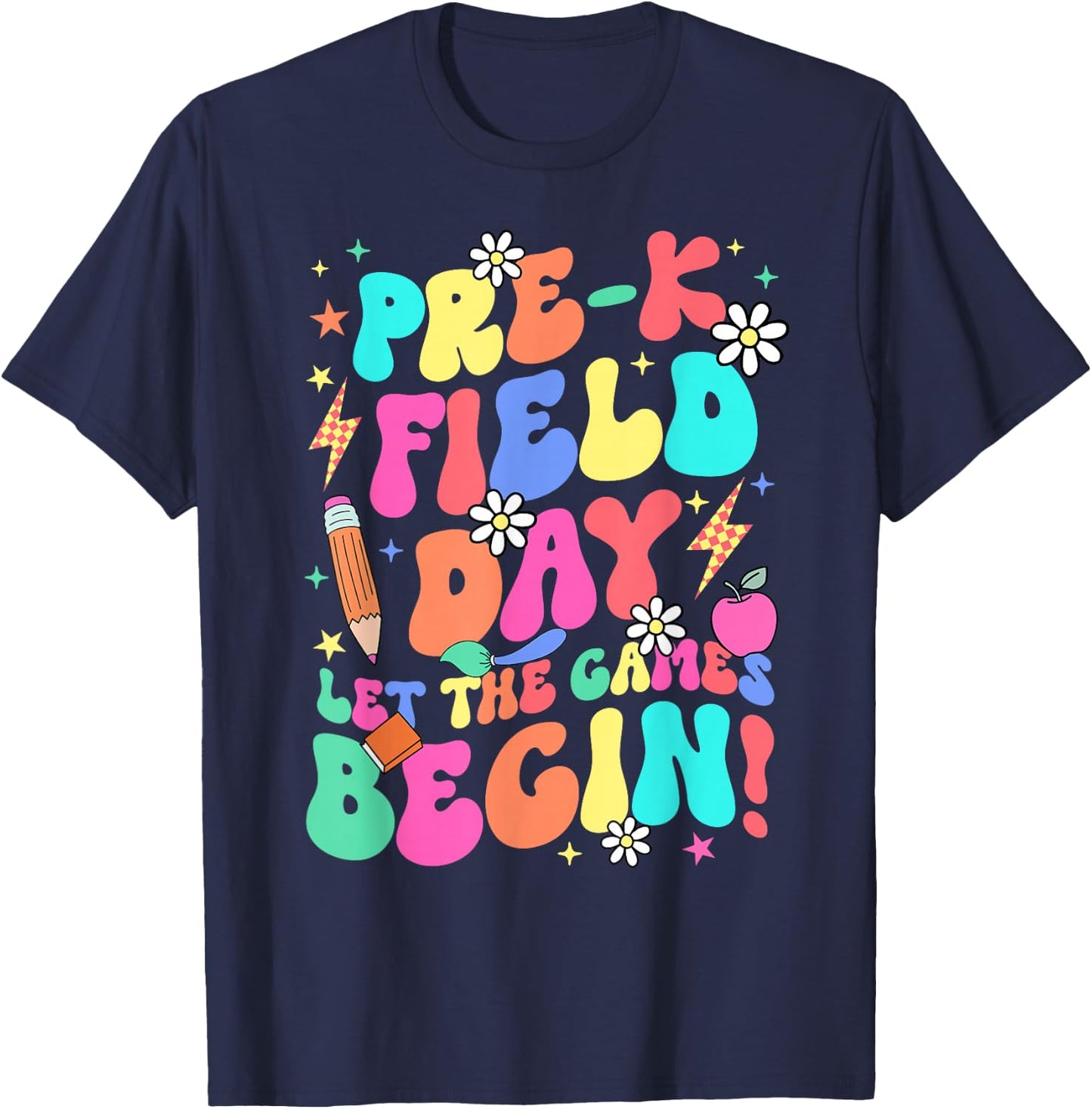 Pre-k Field Day Let The Games Begin Teacher Boys Girls T-Shirt - T-Shirt | Navy