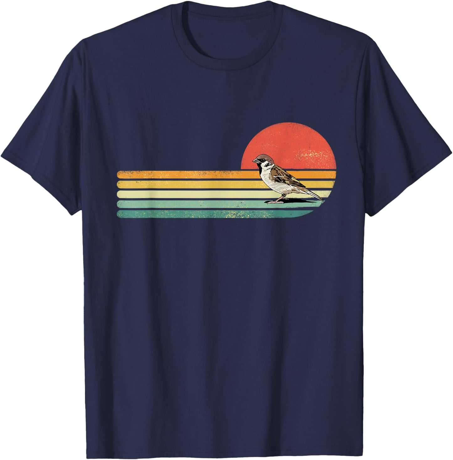 Retro Vintage House Sparrow Bird Animal Bird Lover Birders T-Shirt - T-Shirt | Navy