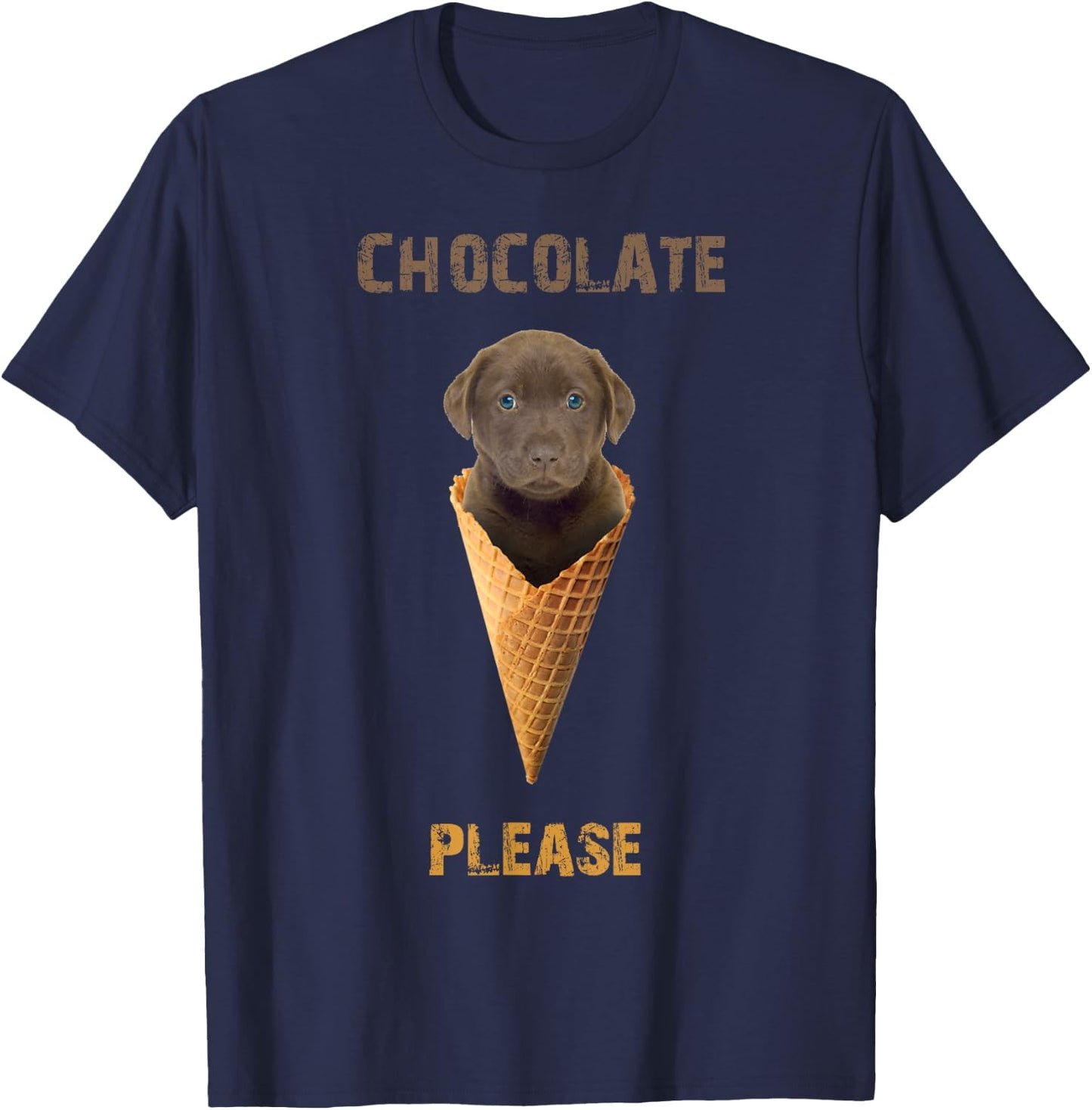 Chocolate Lab shirt Waffle Cone Ice Cream Cute Puppy Women Girls Kids T-Shirt - T-Shirt | Navy