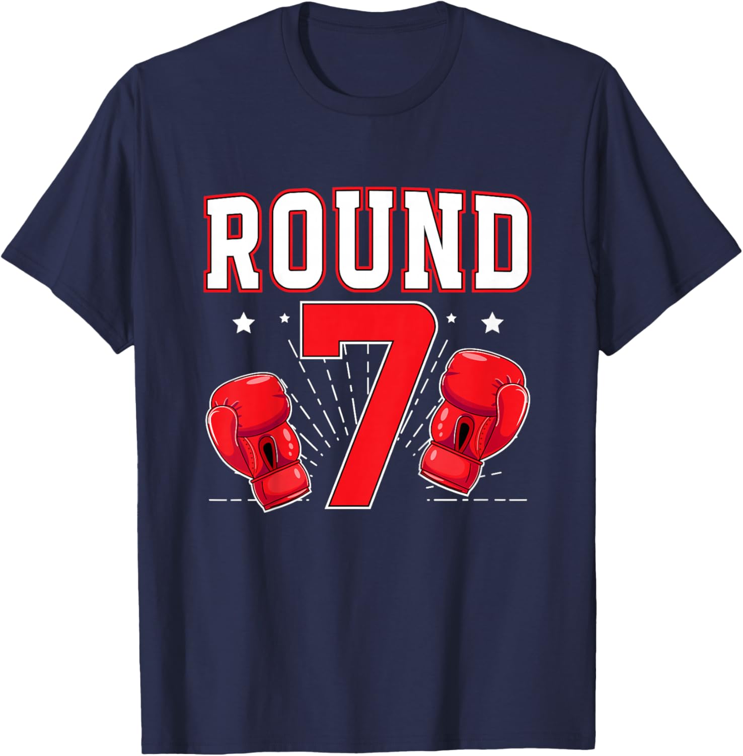 Kids 7th Boxing Birthday Party Seven Year Old Boxer Birthday T-Shirt - T-Shirt | Navy