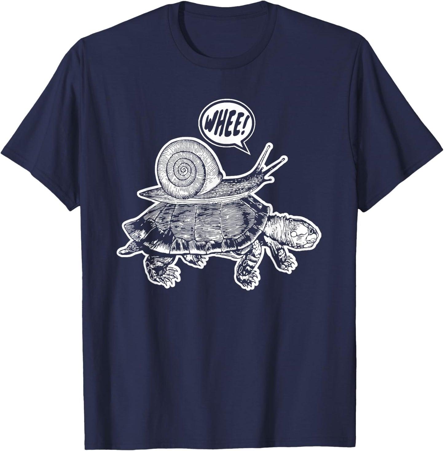 Snail riding turtle says whee! joke funny T-Shirt - T-Shirt | Navy
