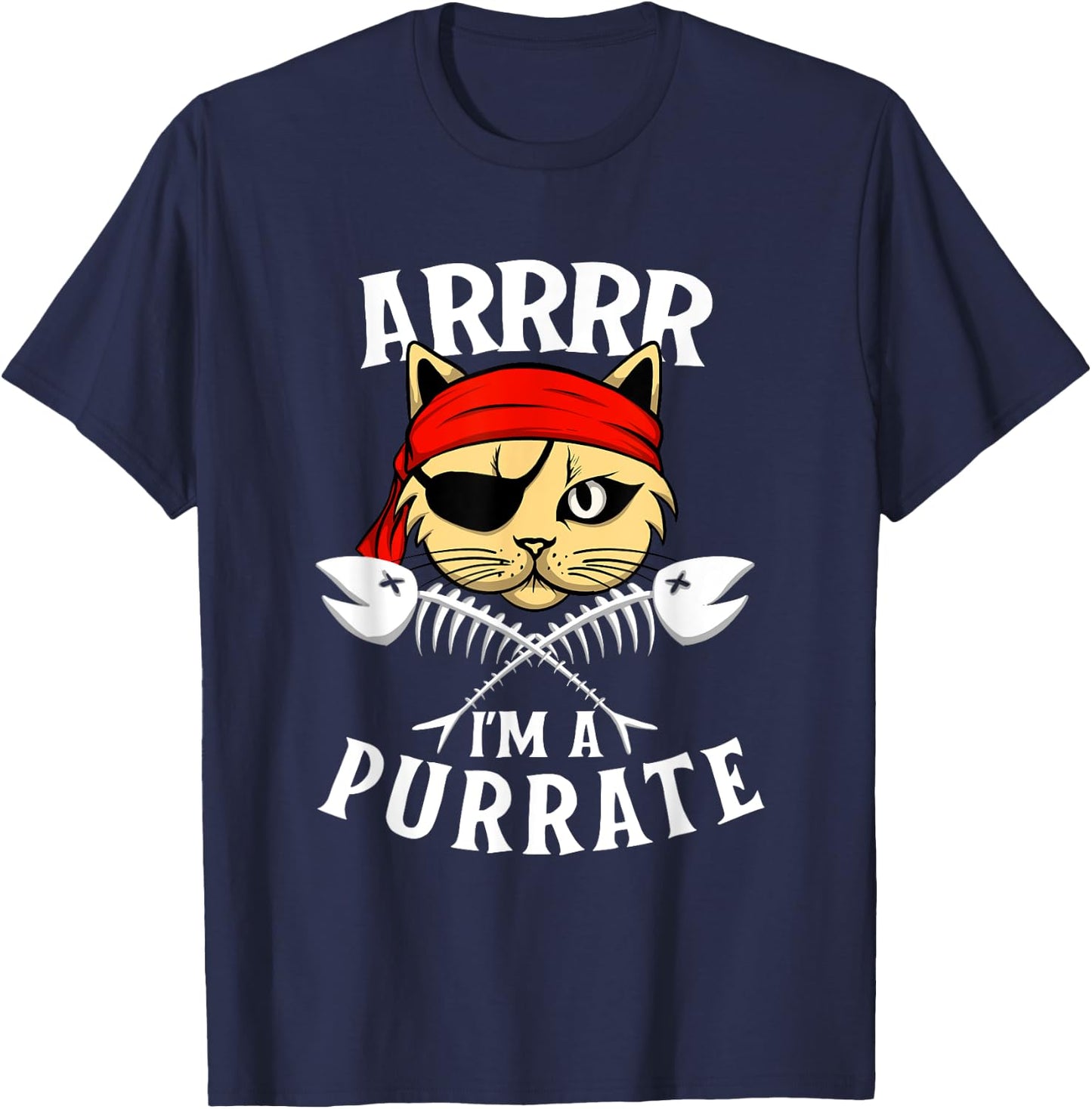 Arrrr I'm A Purrate - Cat Buccaneer Freebooter T-Shirt - T-Shirt | Navy