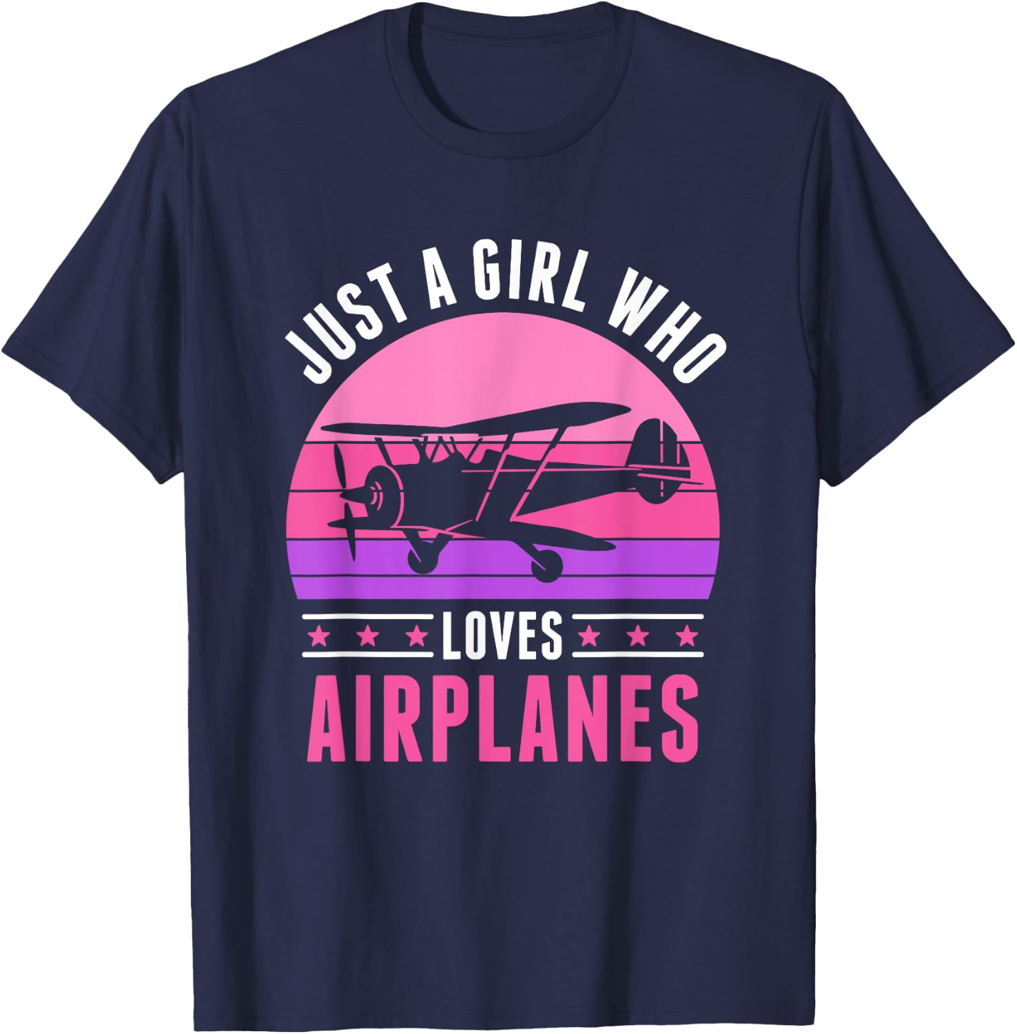 Just a Girl who Loves Airplanes Women T-Shirt - T-Shirt | Navy