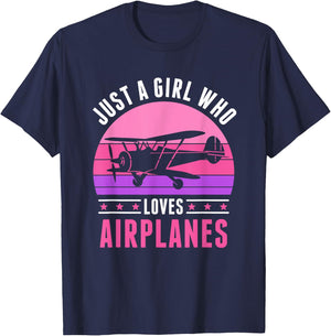 Just a Girl who Loves Airplanes Women T-Shirt - T-Shirt | Navy