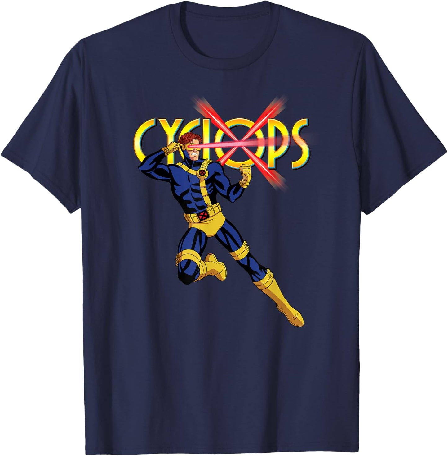 Marvel X-Men '97 Animated Series Cyclops and Logo 2-Sided T-Shirt - T-Shirt | Navy