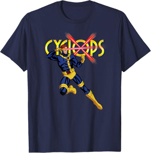Marvel X-Men '97 Animated Series Cyclops and Logo 2-Sided T-Shirt - T-Shirt | Navy