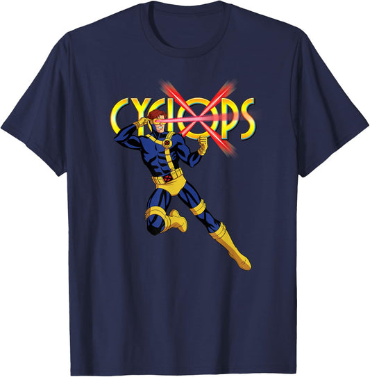 Marvel X-Men '97 Animated Series Cyclops and Logo 2-Sided T-Shirt - T-Shirt | Navy