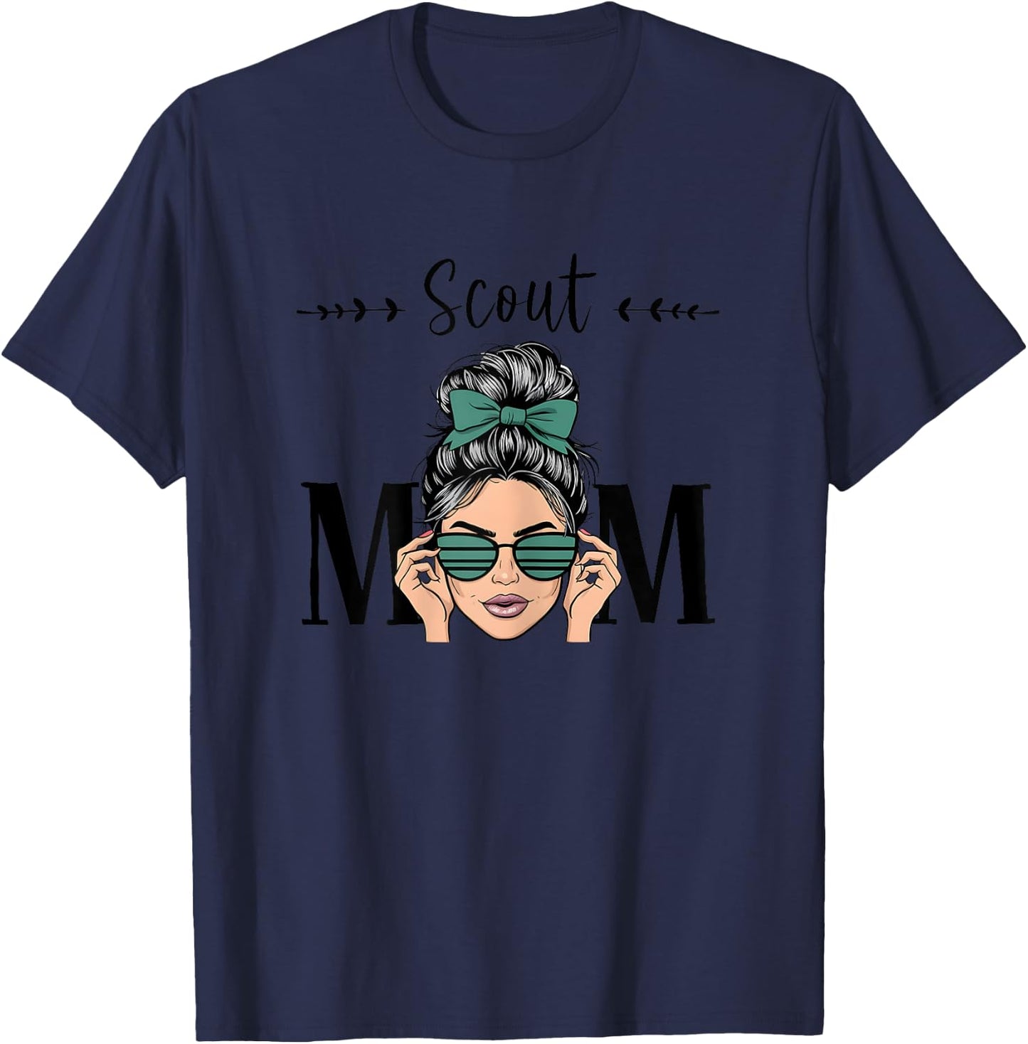 Scout Mom Life Messy Bun Hair Scouting T-Shirt - T-Shirt | Navy
