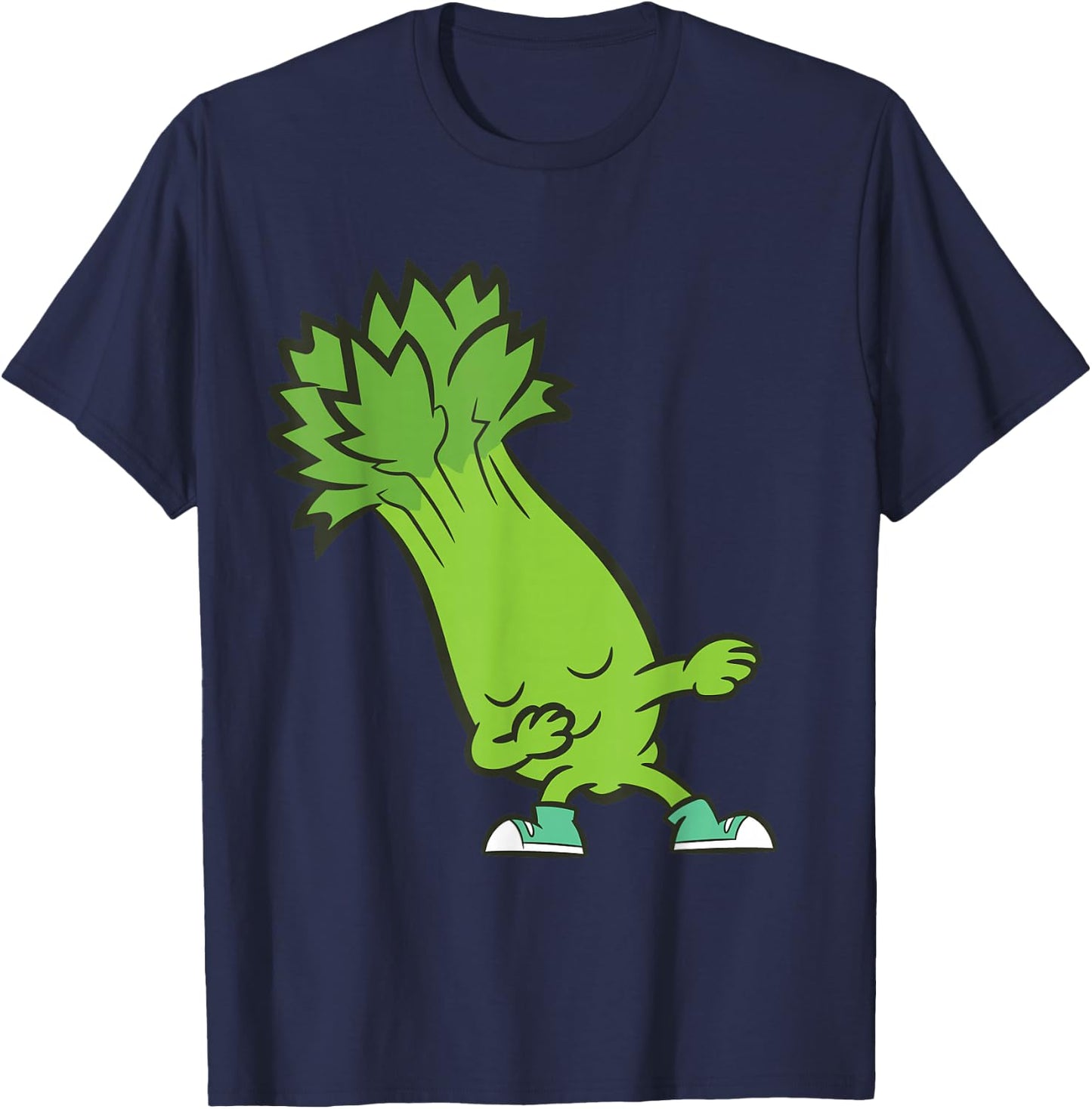 Dabbing Celery Kawaii Celery T-Shirt - T-Shirt | Navy