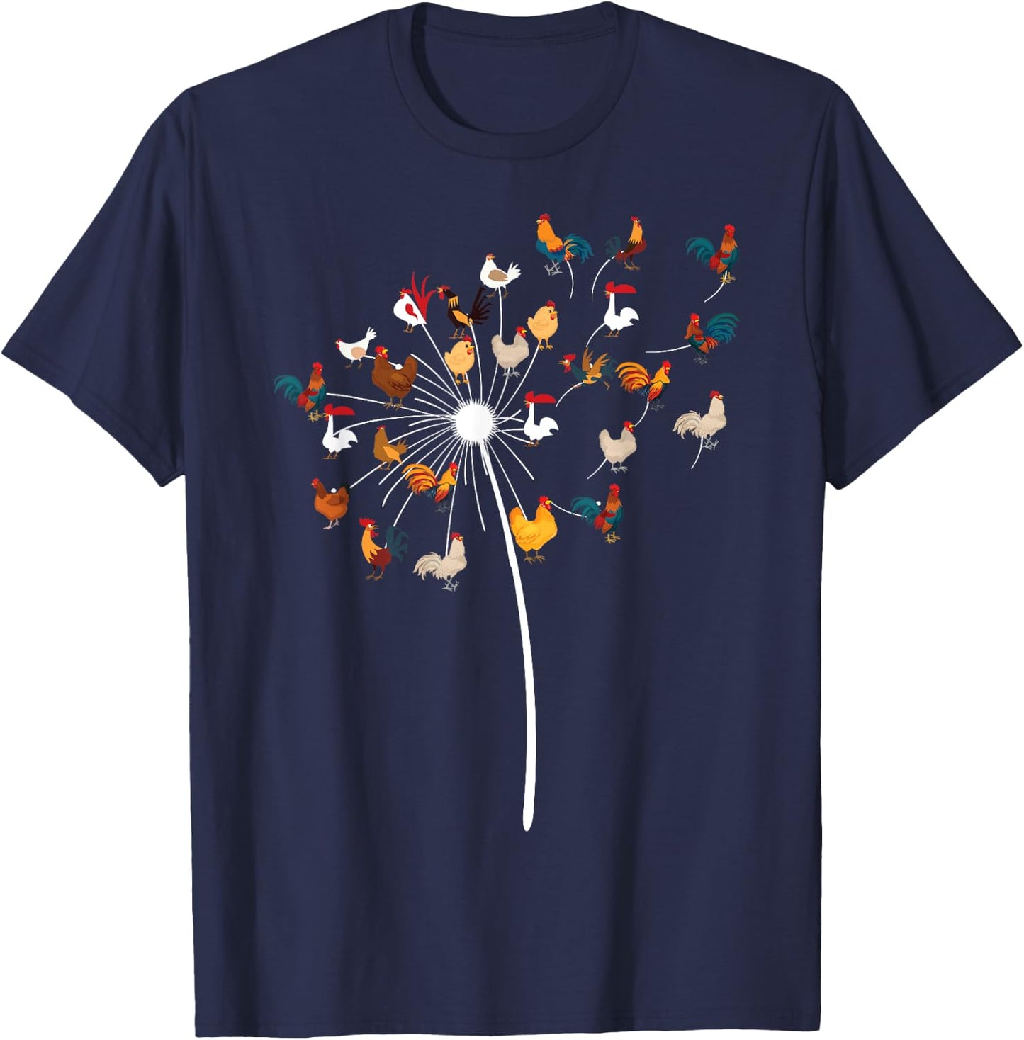 Funny Dandelion Chicken Novelty Gift Fowl Lover Men Women T-Shirt - T-Shirt | Navy