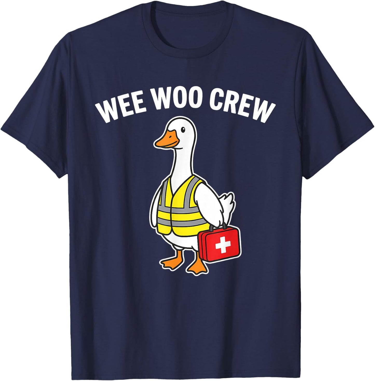Wee Woo Crew Duck Safety Vest First Aid Meme T-Shirt - T-Shirt | Navy