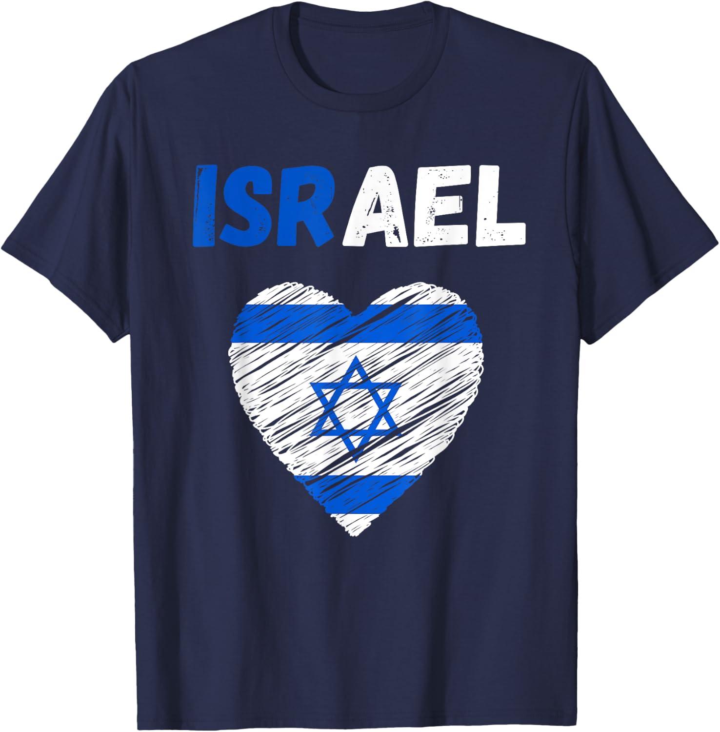 Israel Flag Holiday Israel Heart Israeli Flag T-Shirt - T-Shirt | Navy