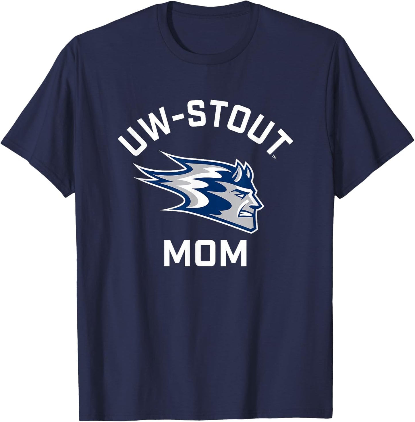 University of Wisconsin-Stout Blue Devils Arched Mom T-Shirt - T-Shirt | Navy