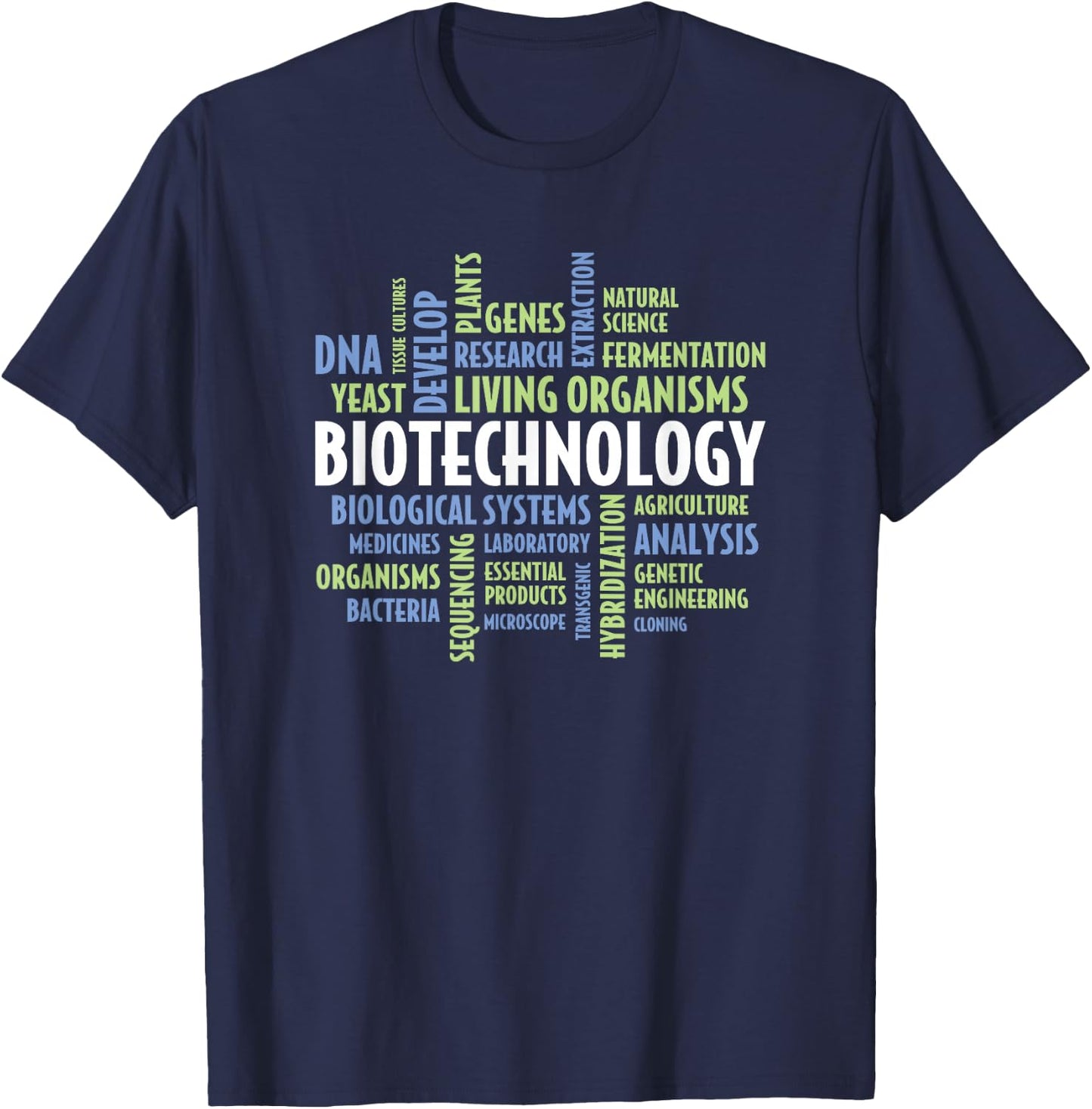 Biotechnology Word Cloud - Biotechnologist Biotech T-Shirt - T-Shirt | Navy