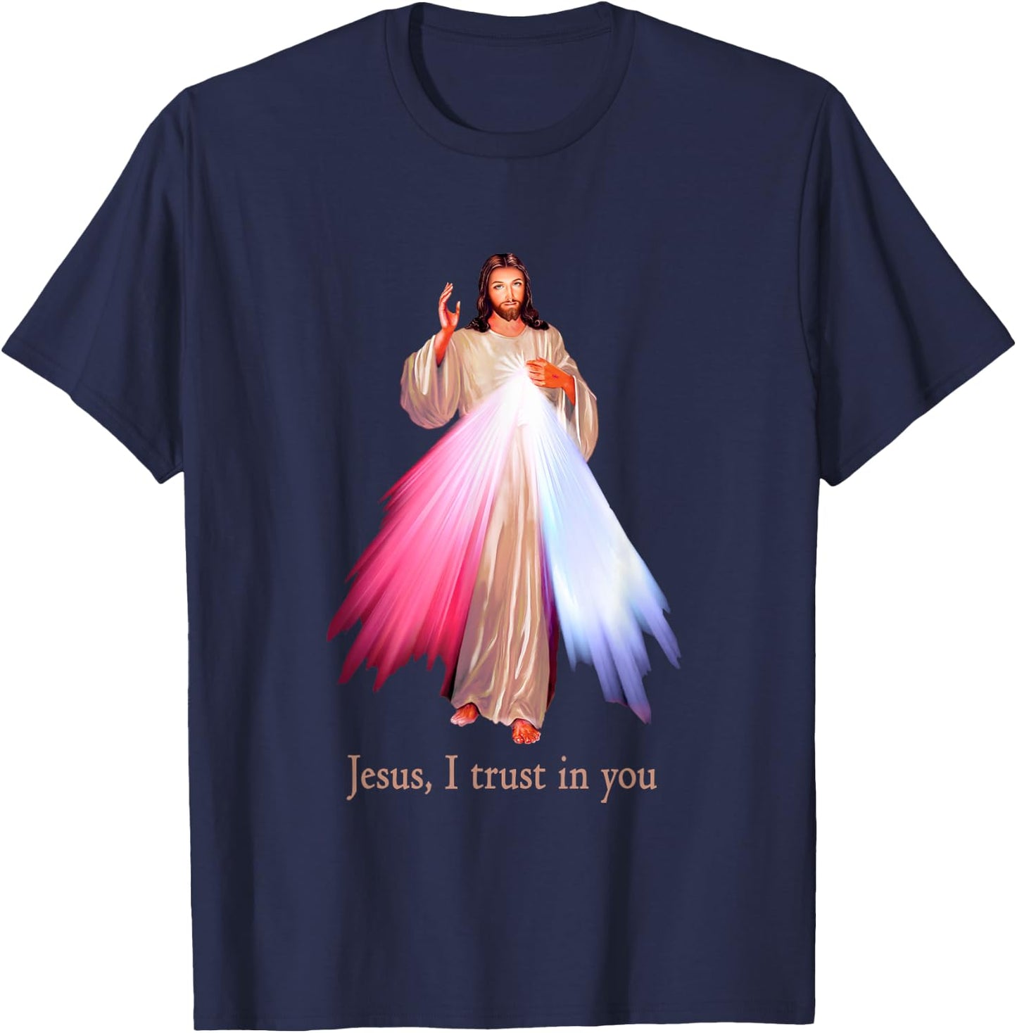 Divine Mercy Jesus I trust in You FRONT AND BACK T-Shirt - T-Shirt | Navy