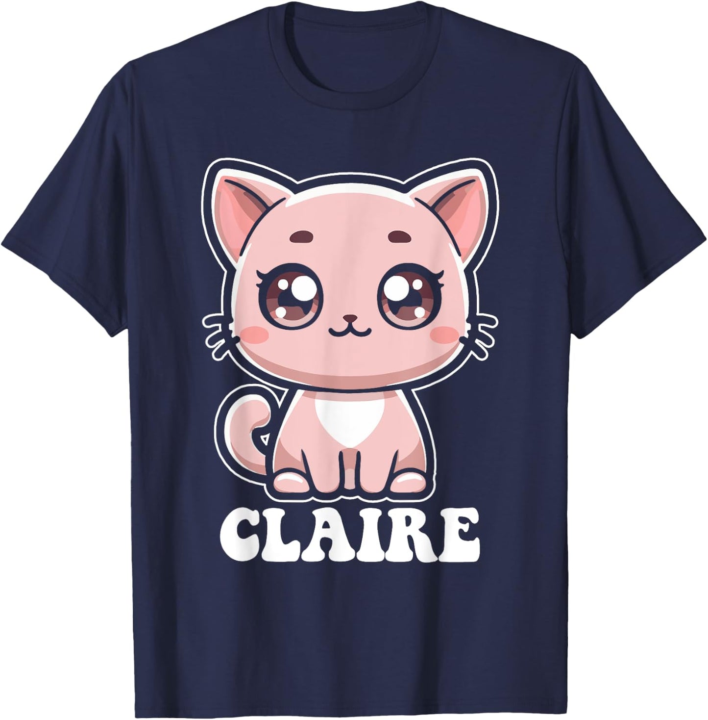 Claire Cute Cat Kitten Design for Girls Name Claire T-Shirt - T-Shirt | Navy