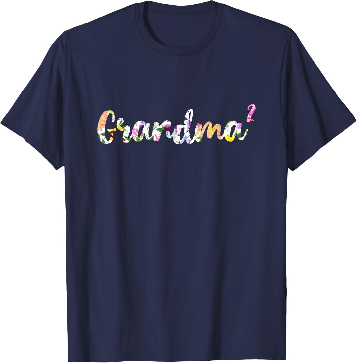 Grandma Squared Shirt Floral Grandma Of Two T-Shirt - T-Shirt | Navy