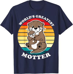 Otter Mom World's Greatest Motter Otter Mommy Mother's Day T-Shirt - T-Shirt | Navy