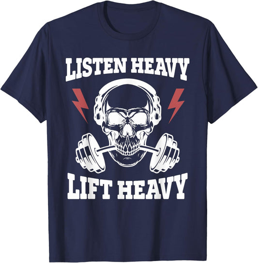 Listen Heavy Lift Heavy Apparel T-Shirt - T-Shirt | Navy