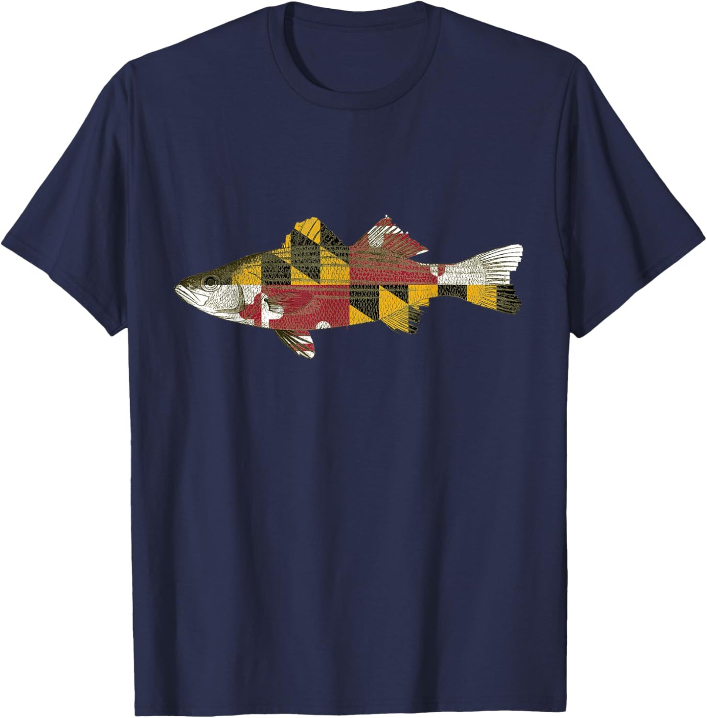 Maryland Rockfish State Flag MD Fishing Shirt T-Shirt - T-Shirt | Navy