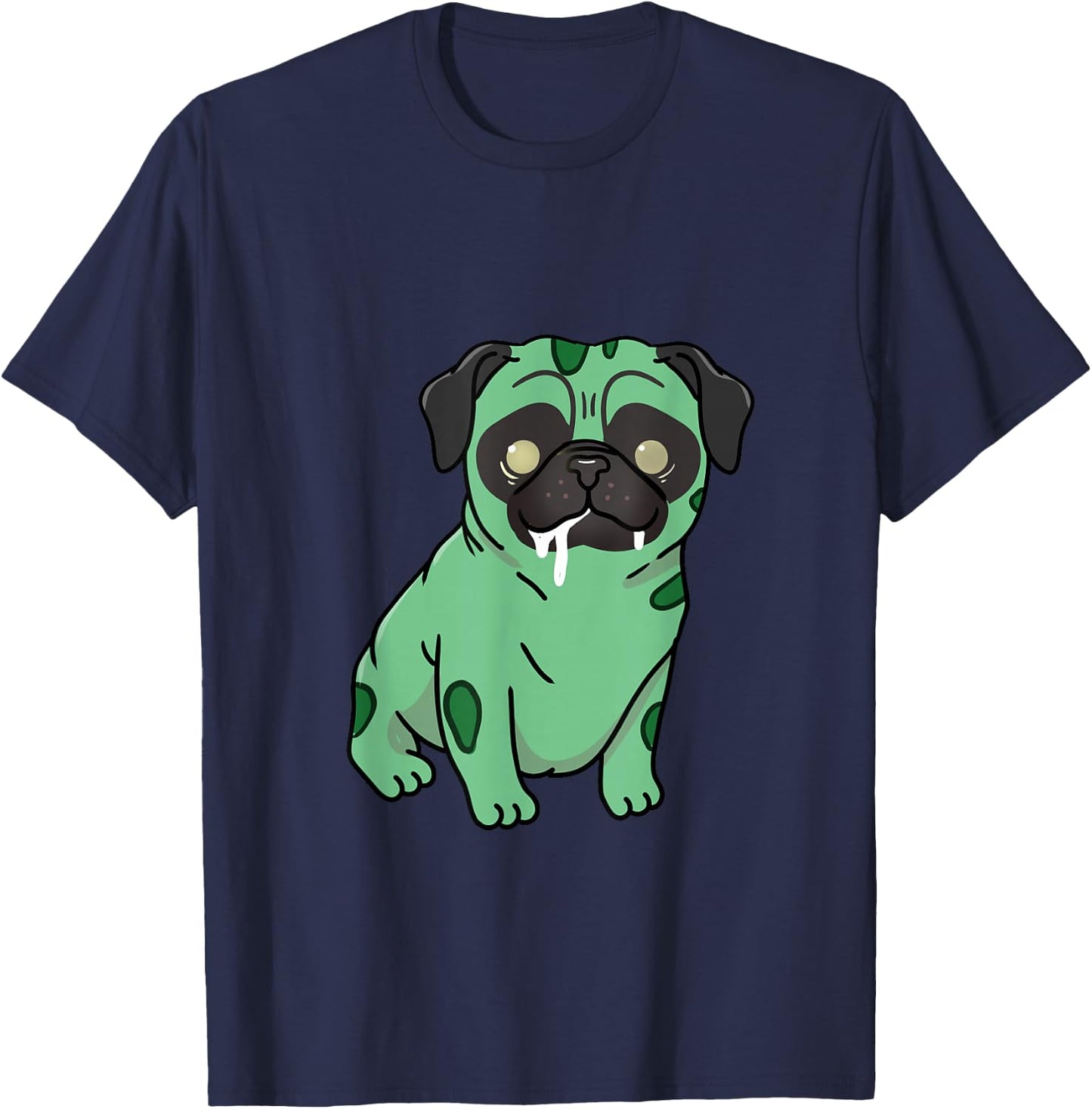 Zombie Pug Halloween T-Shirt - T-Shirt | Navy