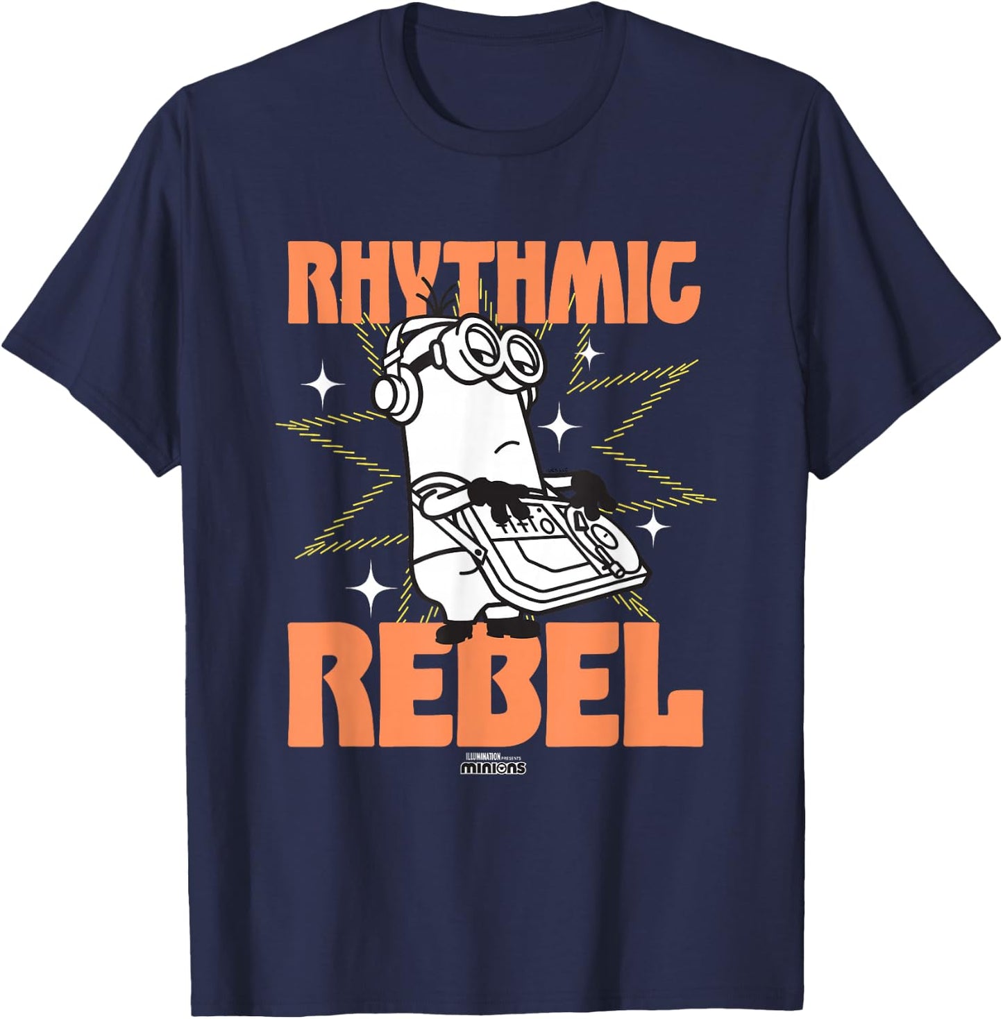 Minions Rhythmic Rebel Kevin The Minion Vintage DJ Logo T-Shirt - T-Shirt | Navy