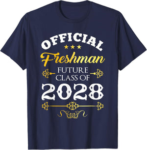 Official Freshman Future Class Of 2028 Decor First Day T-Shirt - T-Shirt | Navy