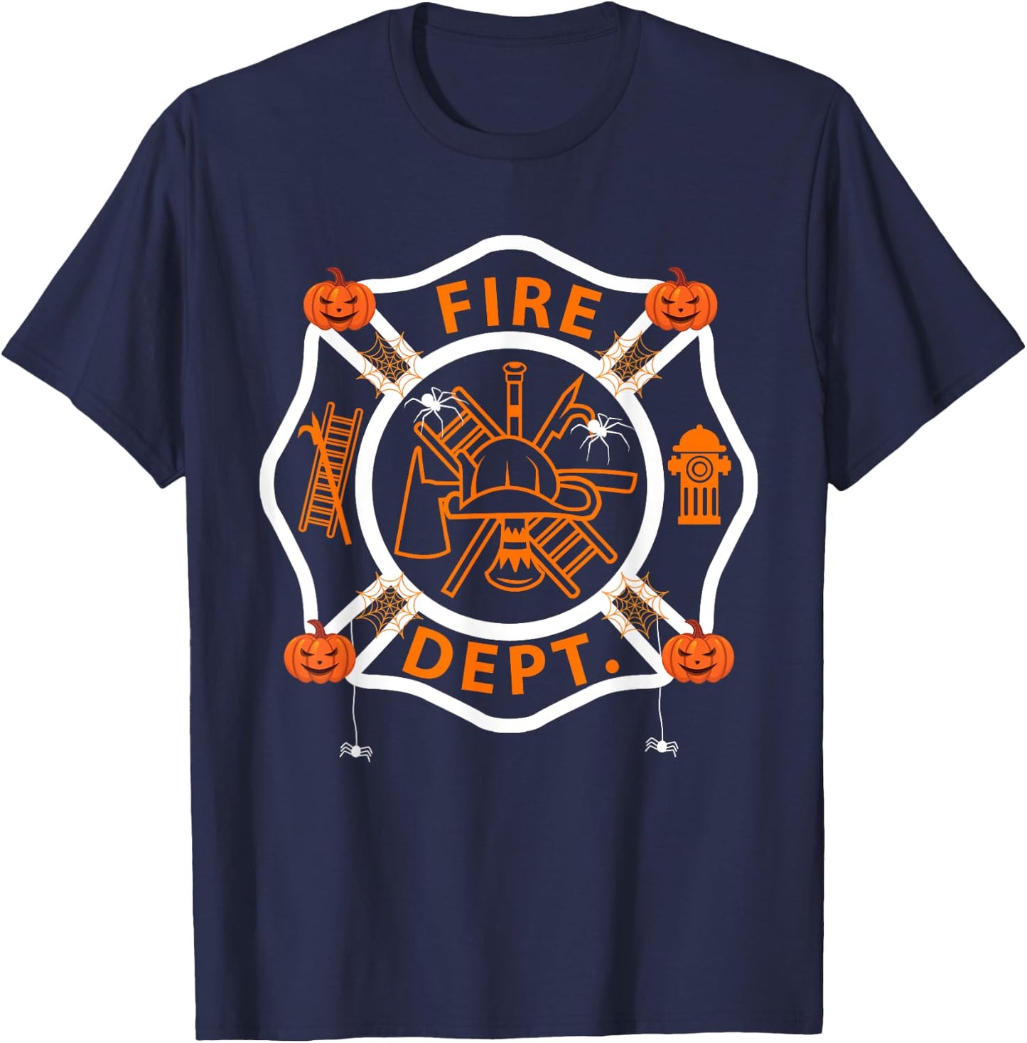 Halloween Firefighter Fireman Fire Dept department Logo Men T-Shirt - T-Shirt | Navy
