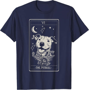 Pitbull Tarot Card Pitbull Lover Pittie Dog Mom Women Men T-Shirt - T-Shirt | Navy