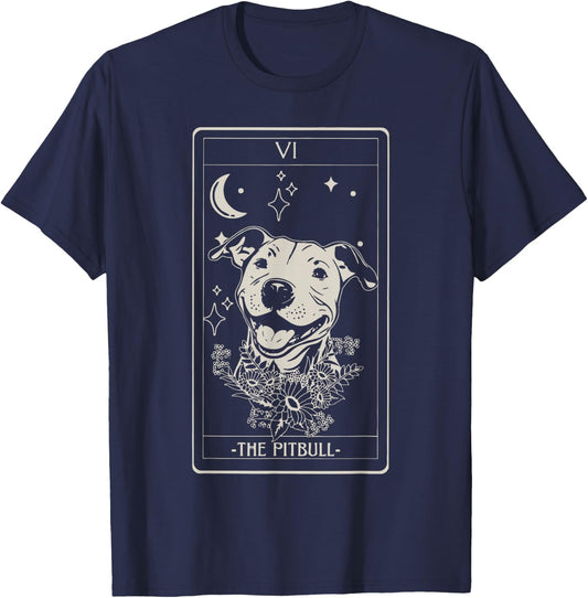 Pitbull Tarot Card Pitbull Lover Pittie Dog Mom Women Men T-Shirt - T-Shirt | Navy
