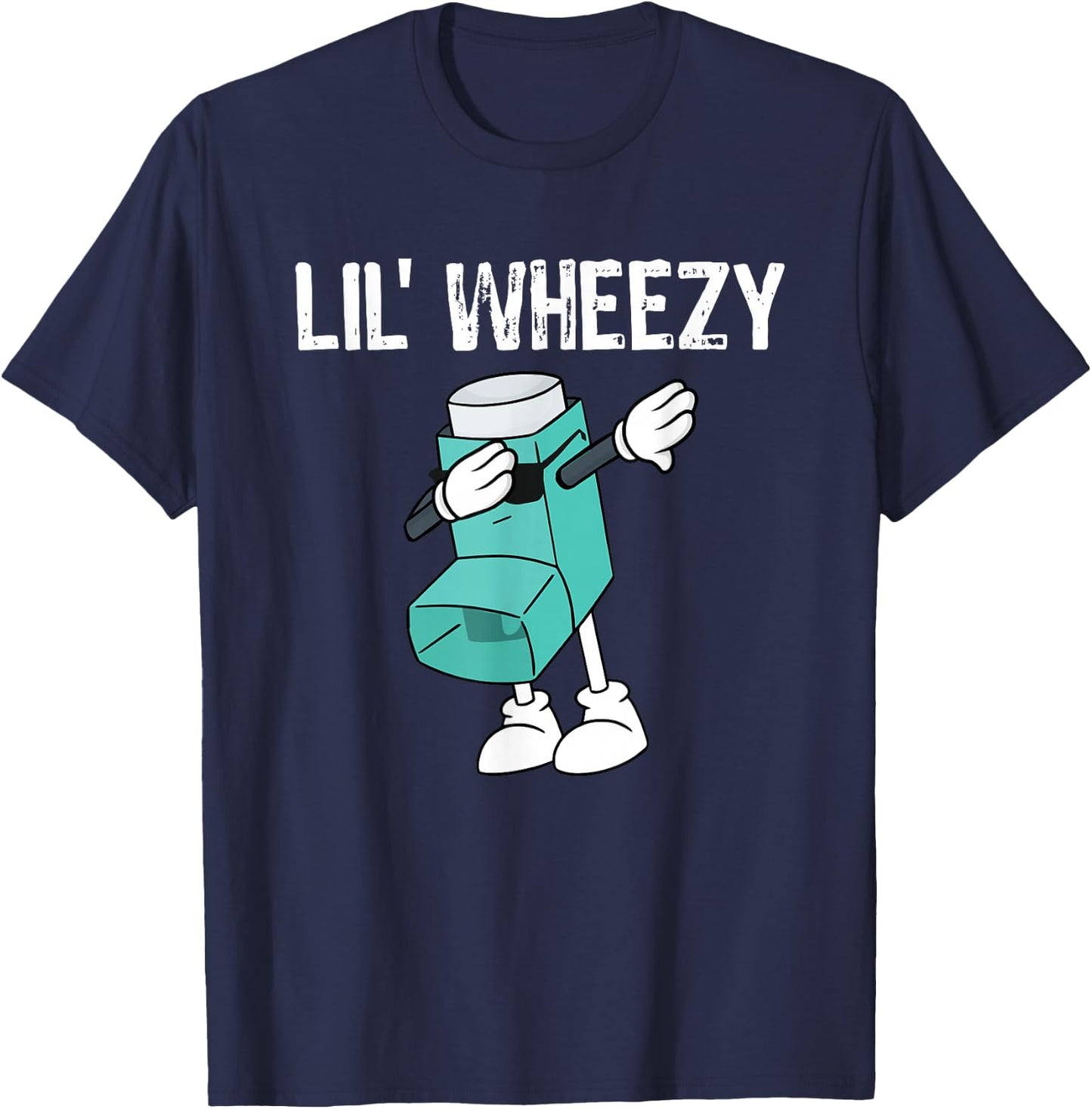 Lil Wheezy Asthma Awareness Dabbing Inhaler T-Shirt - T-Shirt | Navy