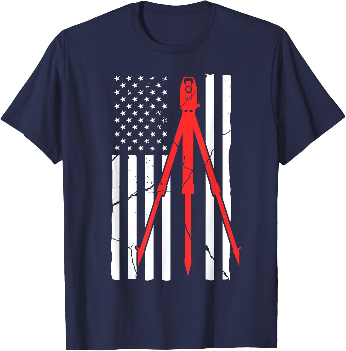 Land Surveying Flag Equipment Funny Surveyor Gifts T-Shirt - T-Shirt | Navy