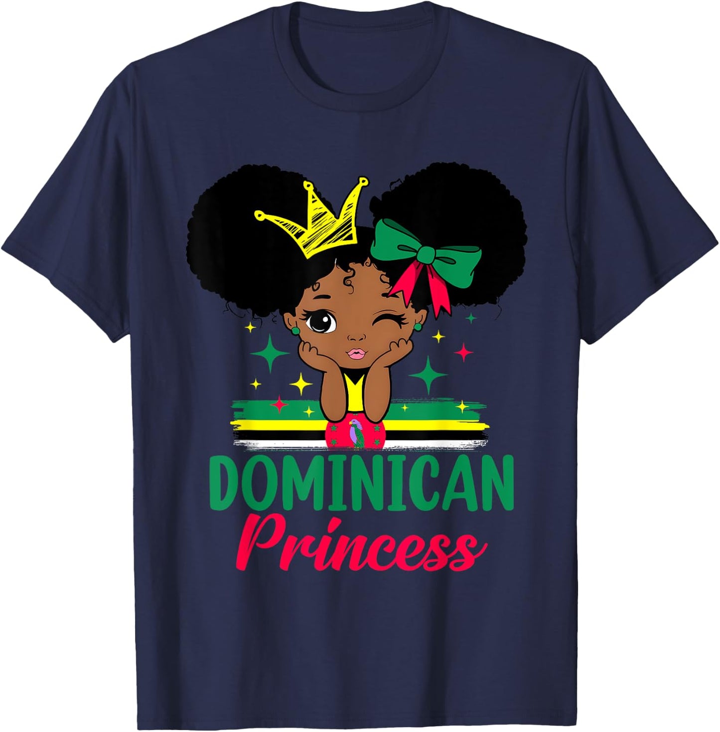 Dominician Princess Dominica Girl Melanin Dominician Flag T-Shirt - T-Shirt | Navy